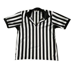 Officials Finest by Bristol Referee Stripe Costume Zip Front Tee Unisex Size XL